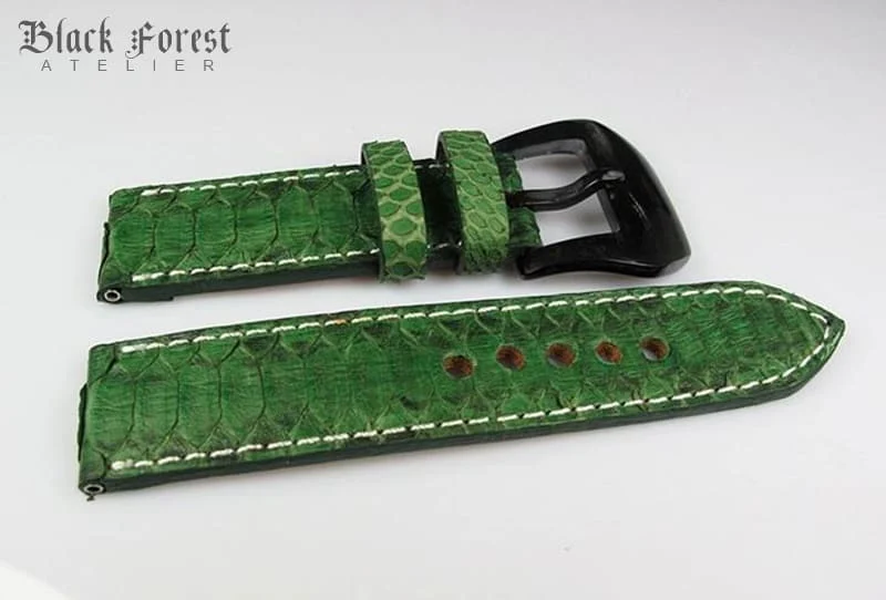 24mm/24mm Handmade Natural Color Real Python Skin Watch Strap PY07 – image 3